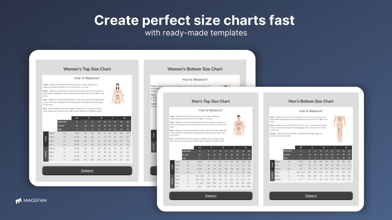 size chart templates