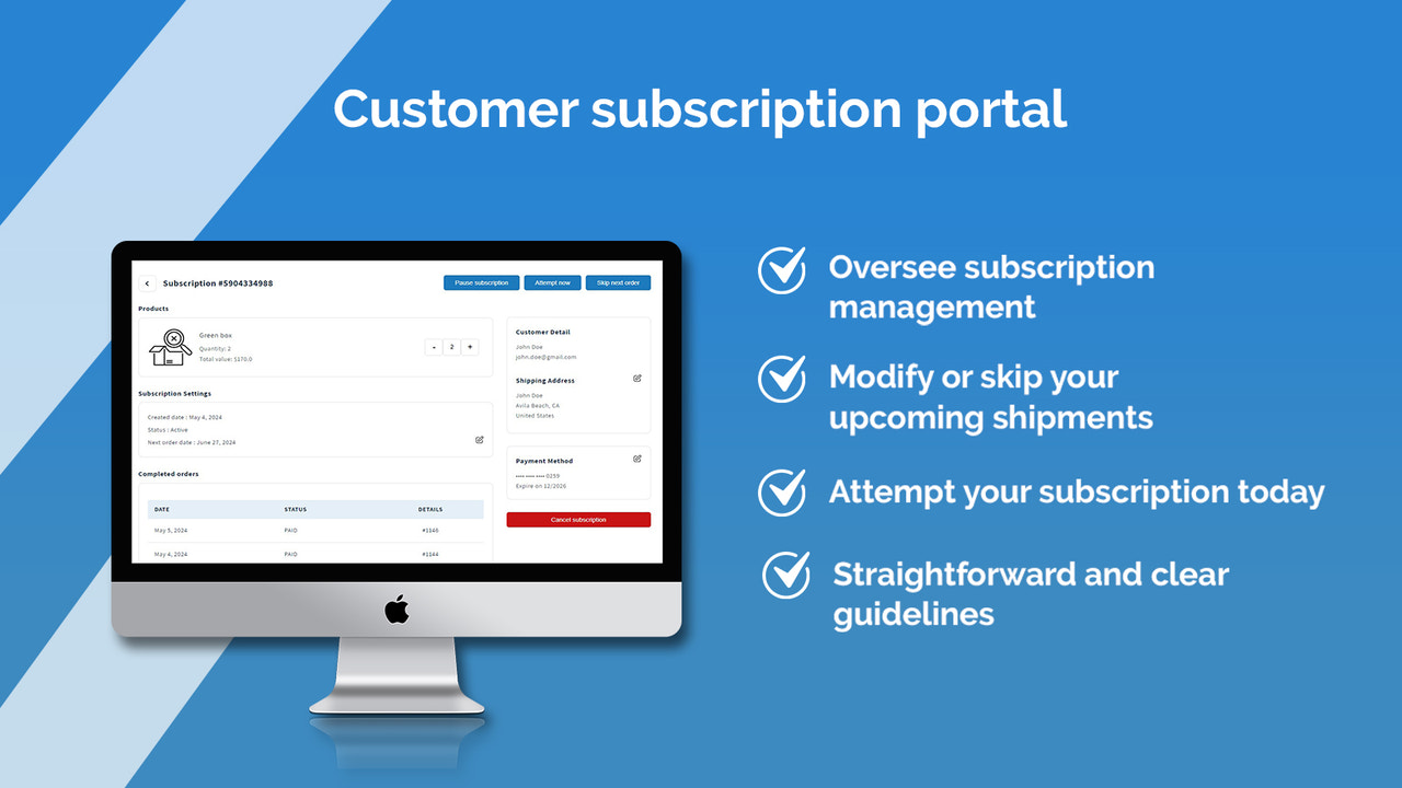 Customer subscription portal