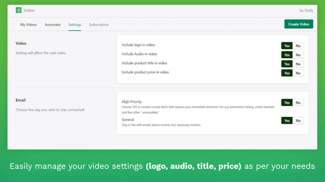 Verwalten Sie Ihre Videoeinstellungen (Logo, Audio, Titel, Preis) einfach