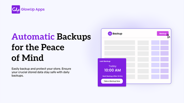 Dashboard - Backup App af GlowUp Apps | Automatiske Backups