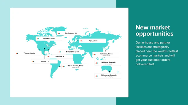 Map with fulfillment centers