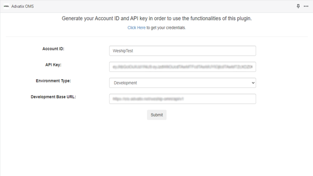 ID da conta & Chave da API