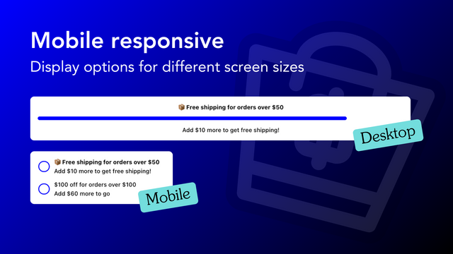 Barra de progresso de upsell responsiva para celular e checklist