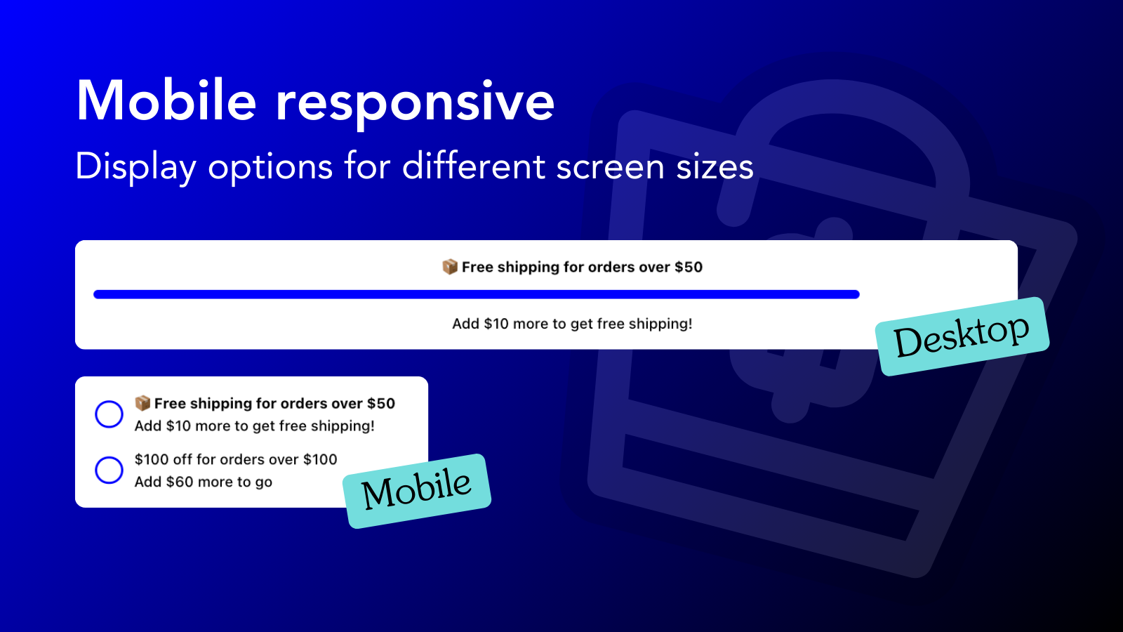 Mobil responsiv upsell progress bar og tjekliste