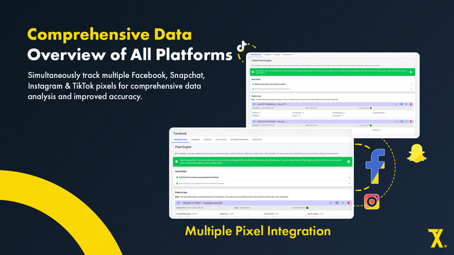 Add multiple Snapchat, TikTok, Meta (Facebook, Instagram) Pixels