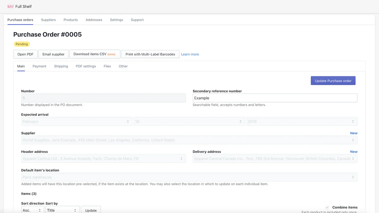 Full Shelf Purchase Orders - Full Shelf Purchase Orders | Shopify
