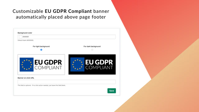 Banner de cumplimiento de GDPR de Shopify – esquemas de color oscuro y claro