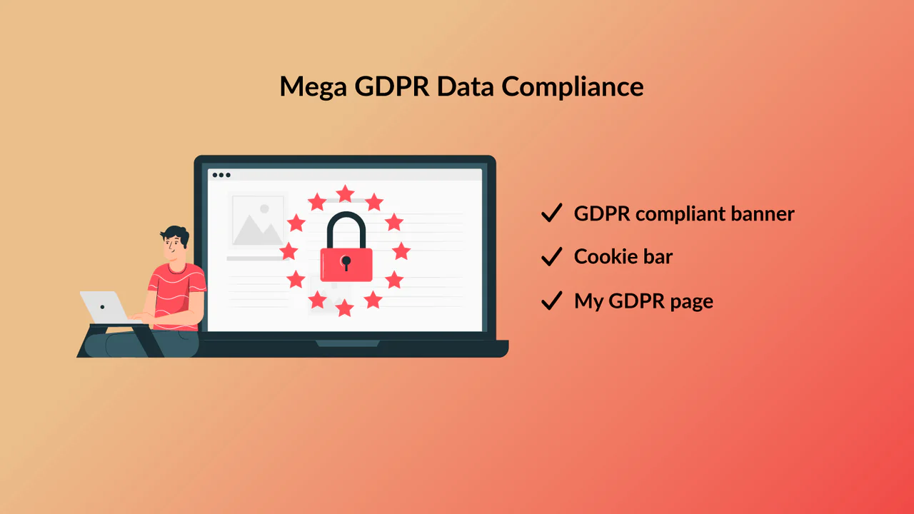 Mega GDPR – Barre de cookies + fonctionnalités GDPR pour les clients