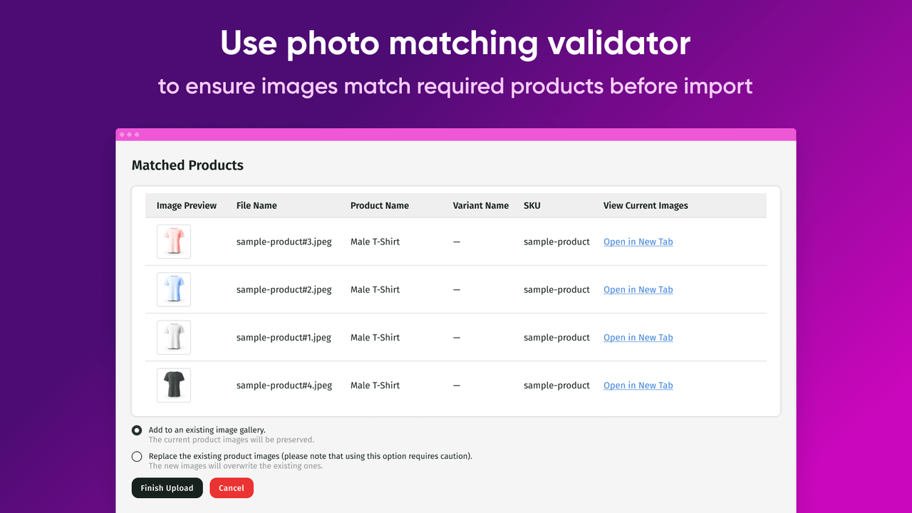 Easily assign images to specific products