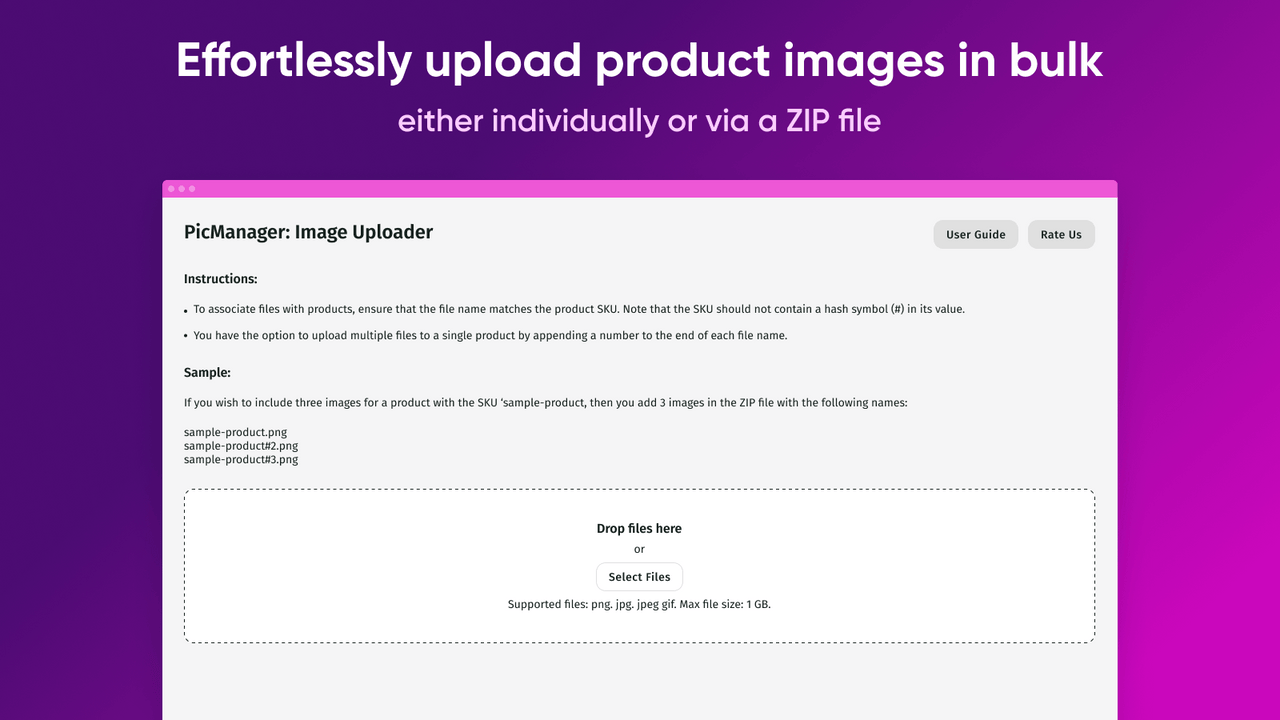 Bulk upload images individually or as a ZIP file