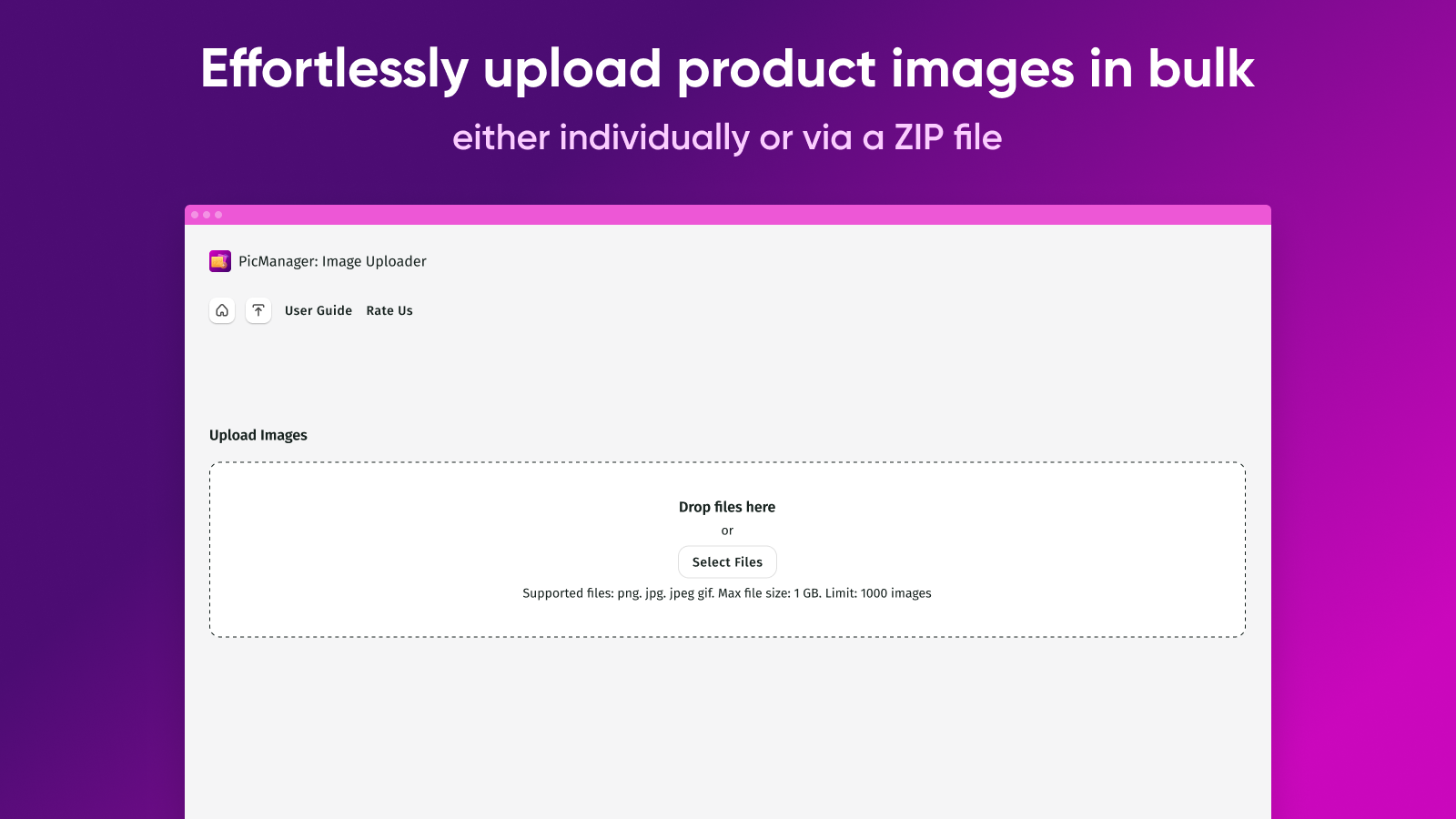 Bulk upload images individually or as a ZIP file