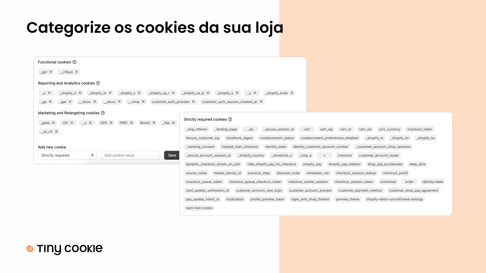 Categorize os cookies da sua loja