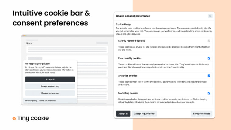 TinyCookie: GDPR Cookies Bar Screenshot