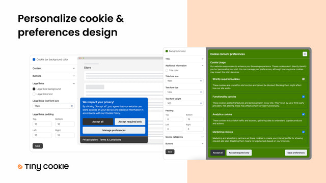 Personaliza el diseño de las cookies y las preferencias en un segundo