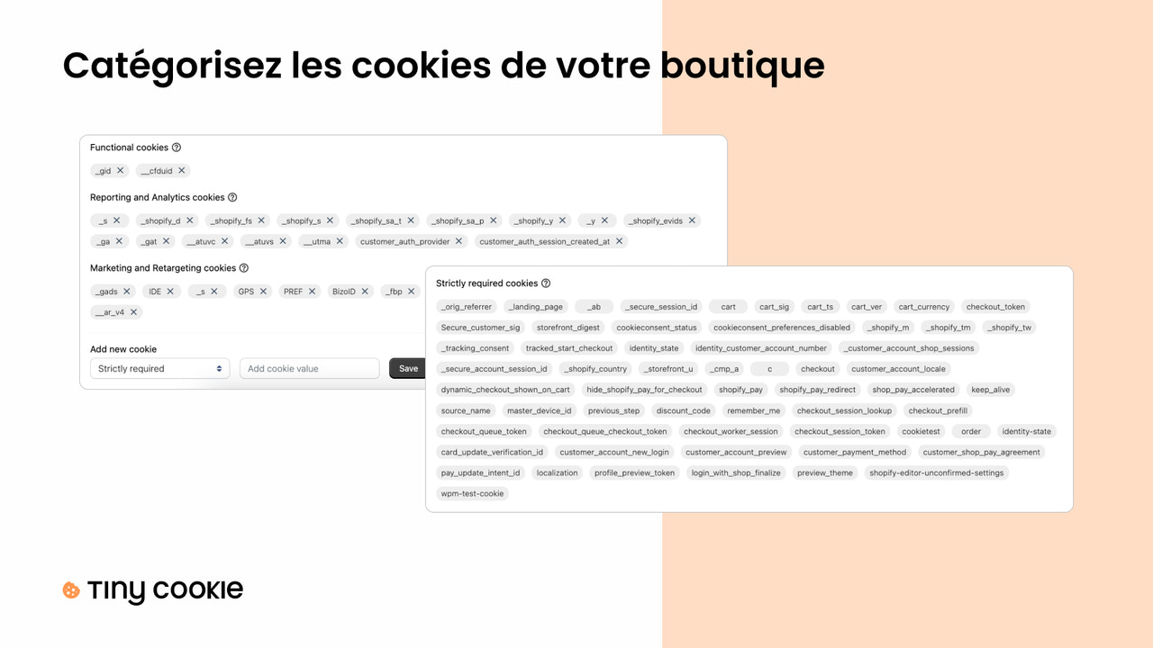 Catégorisez les cookies de votre boutique