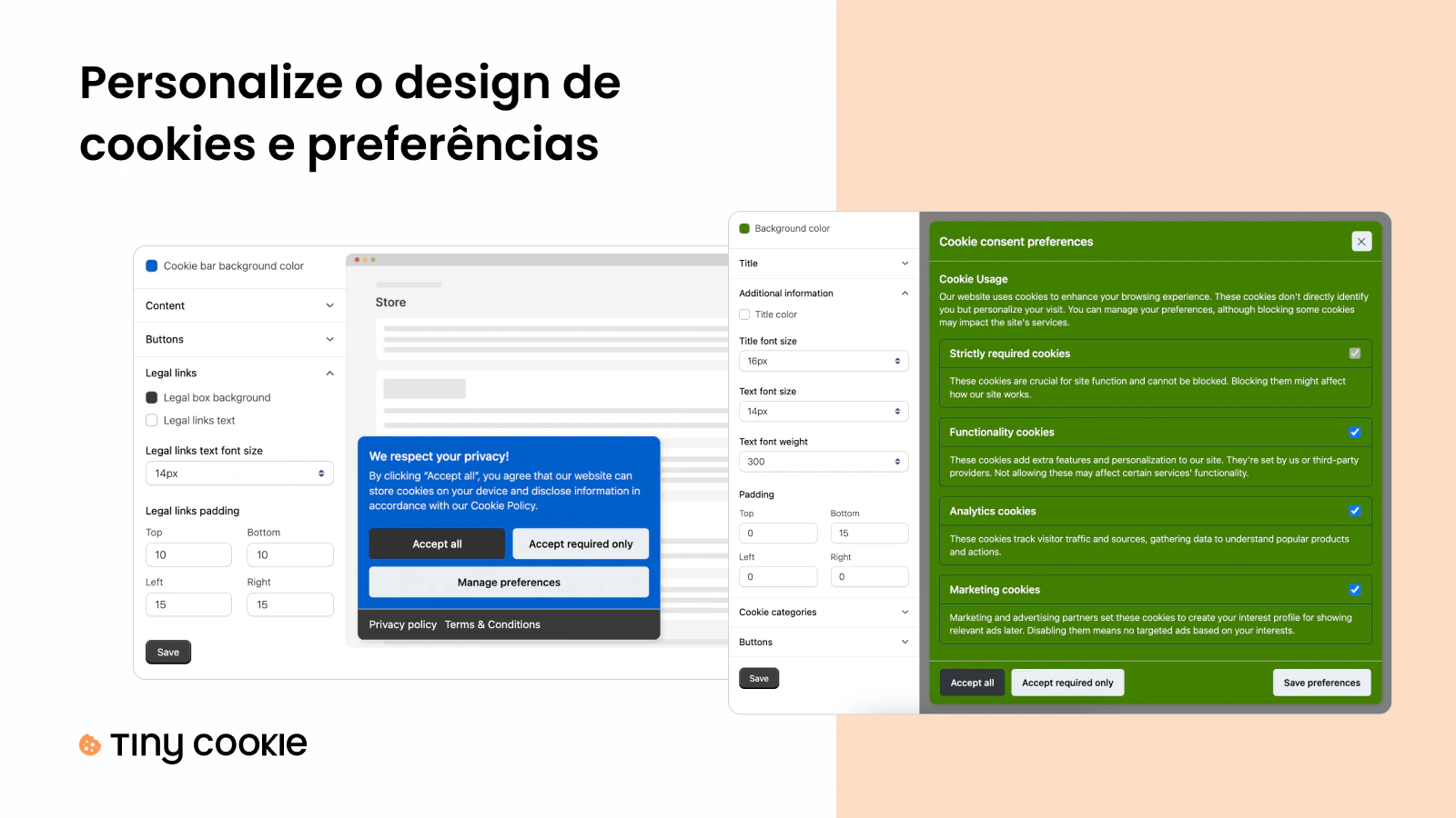 Personalize o design de cookies e preferências em um segundo