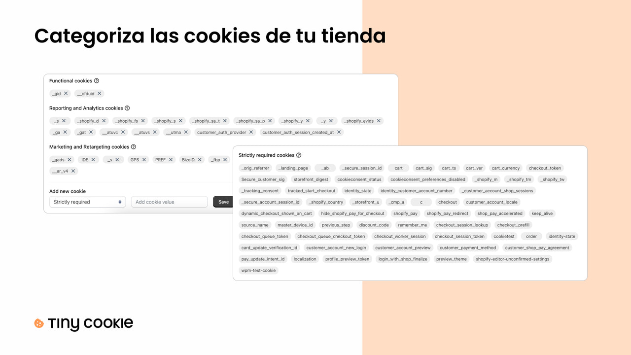 Categoriza las cookies de tu tienda