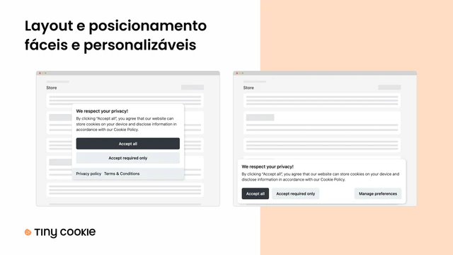 Layout e posicionamento fáceis e personalizáveis