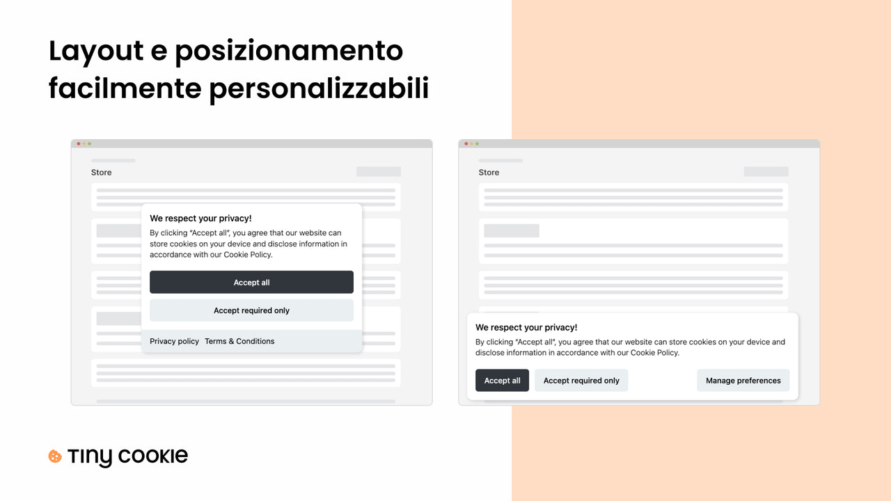 Layout e posizionamento facilmente personalizzabili