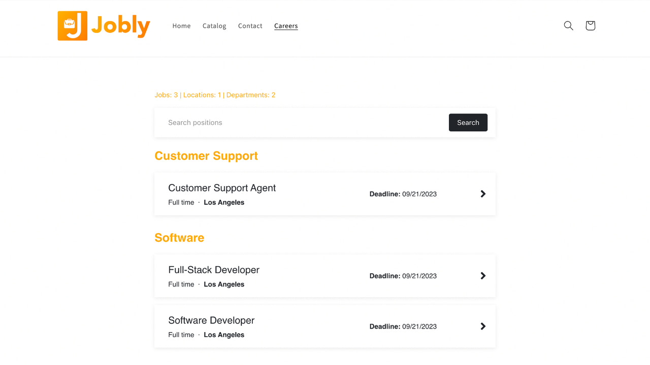 Careers Page ‑ Job Posting J. Screenshot