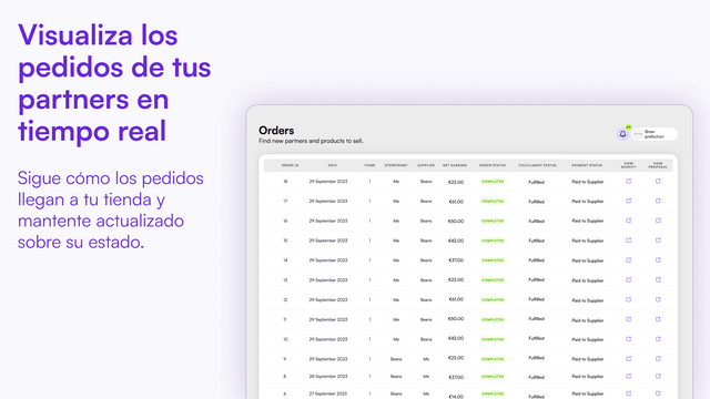 Visualiza pedidos de partners en tiempo real - Shopify