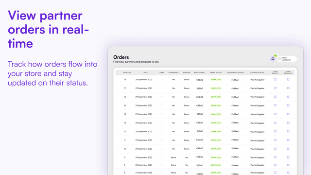 Veja os pedidos dos parceiros em tempo real (shopify)