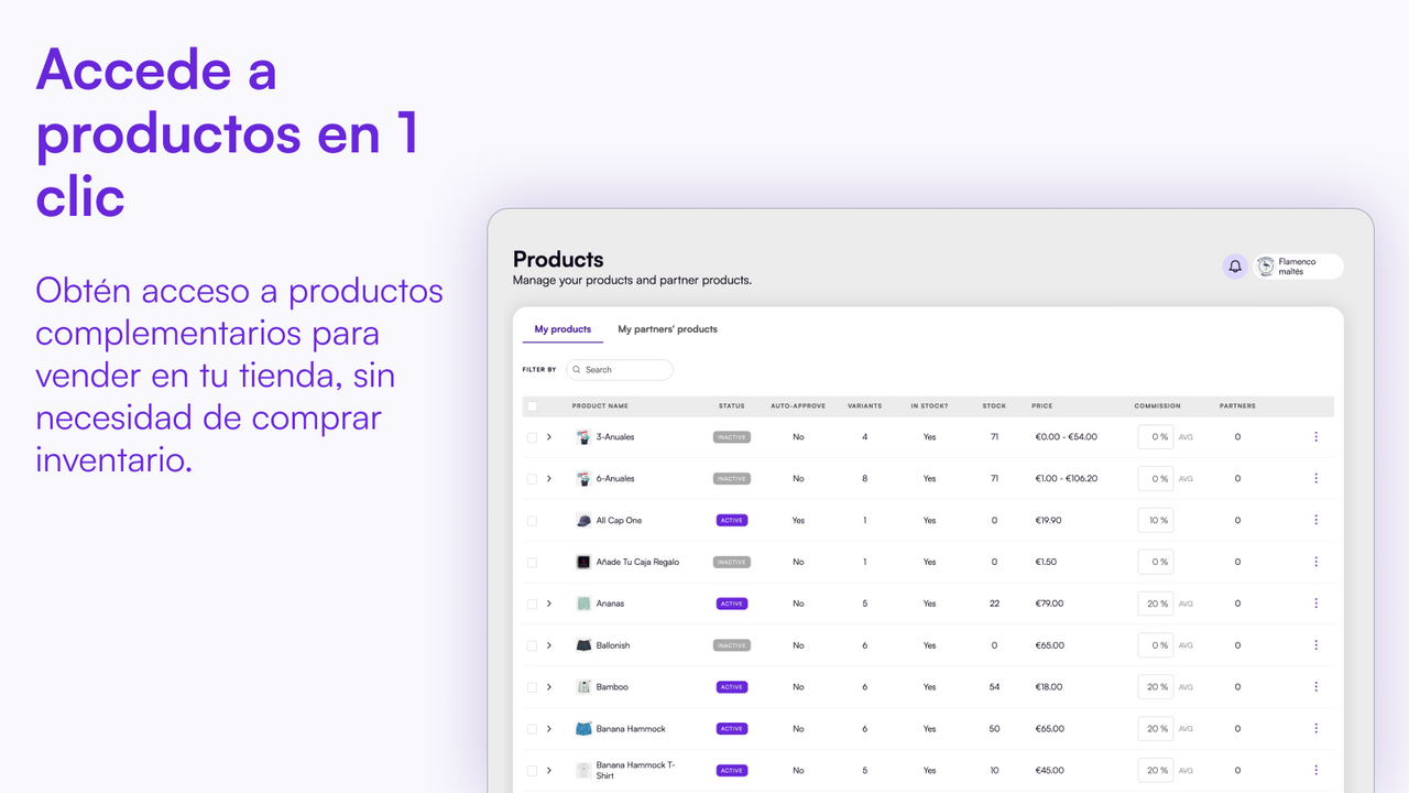 Accede a productos en 1 clic - Shopify