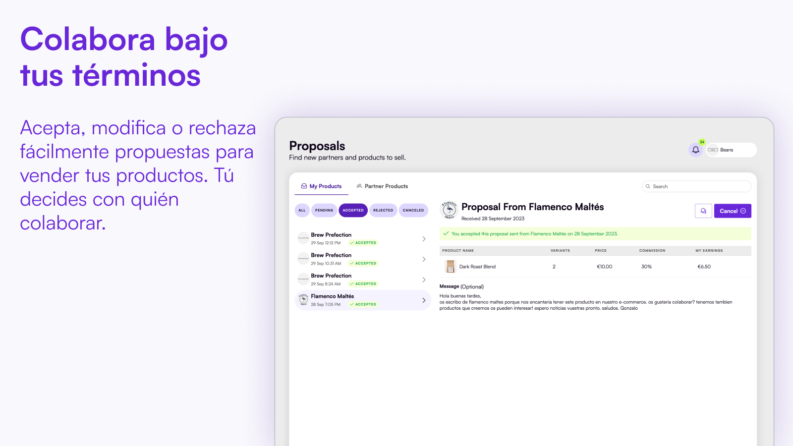 Colabora bajo tus términos - Shopify