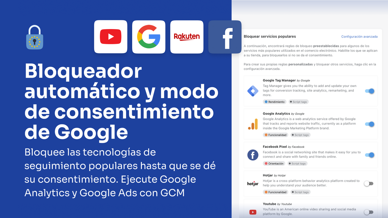 RGPD Shopify App - Bloqueador automático y modo de consentimient