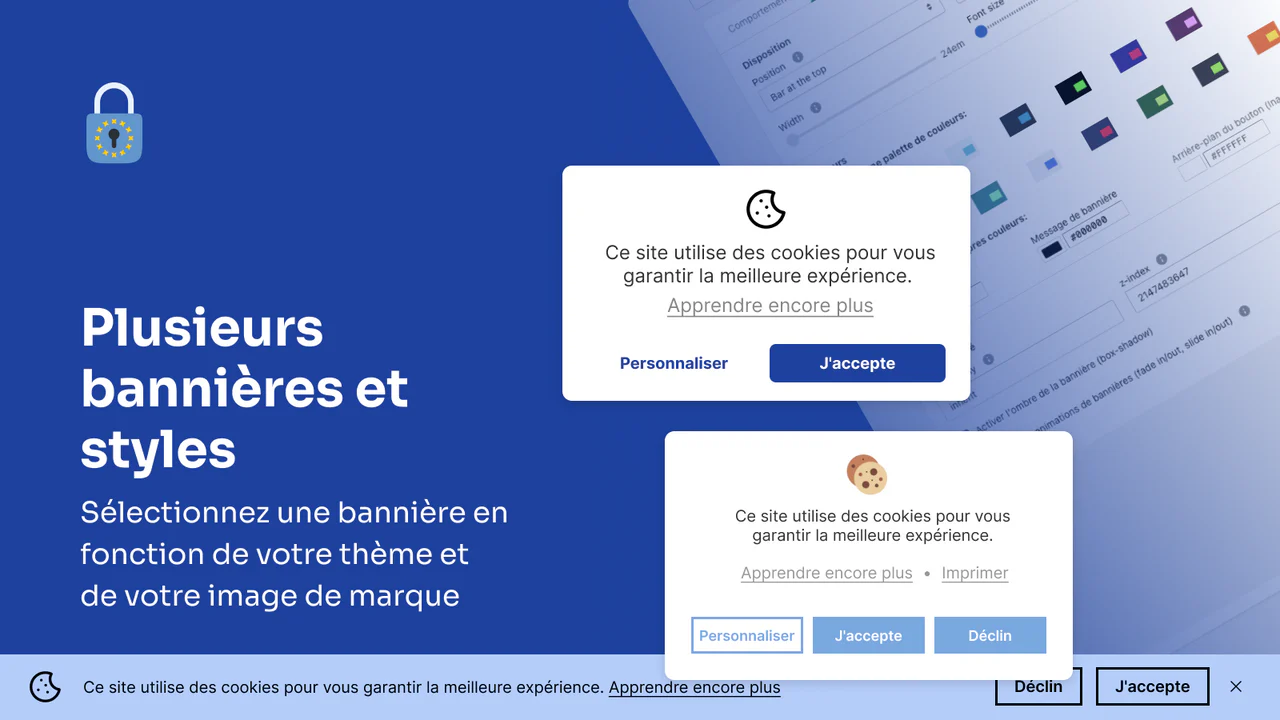 Shopify GDPR/RGPD - Plusieurs bannières et styles