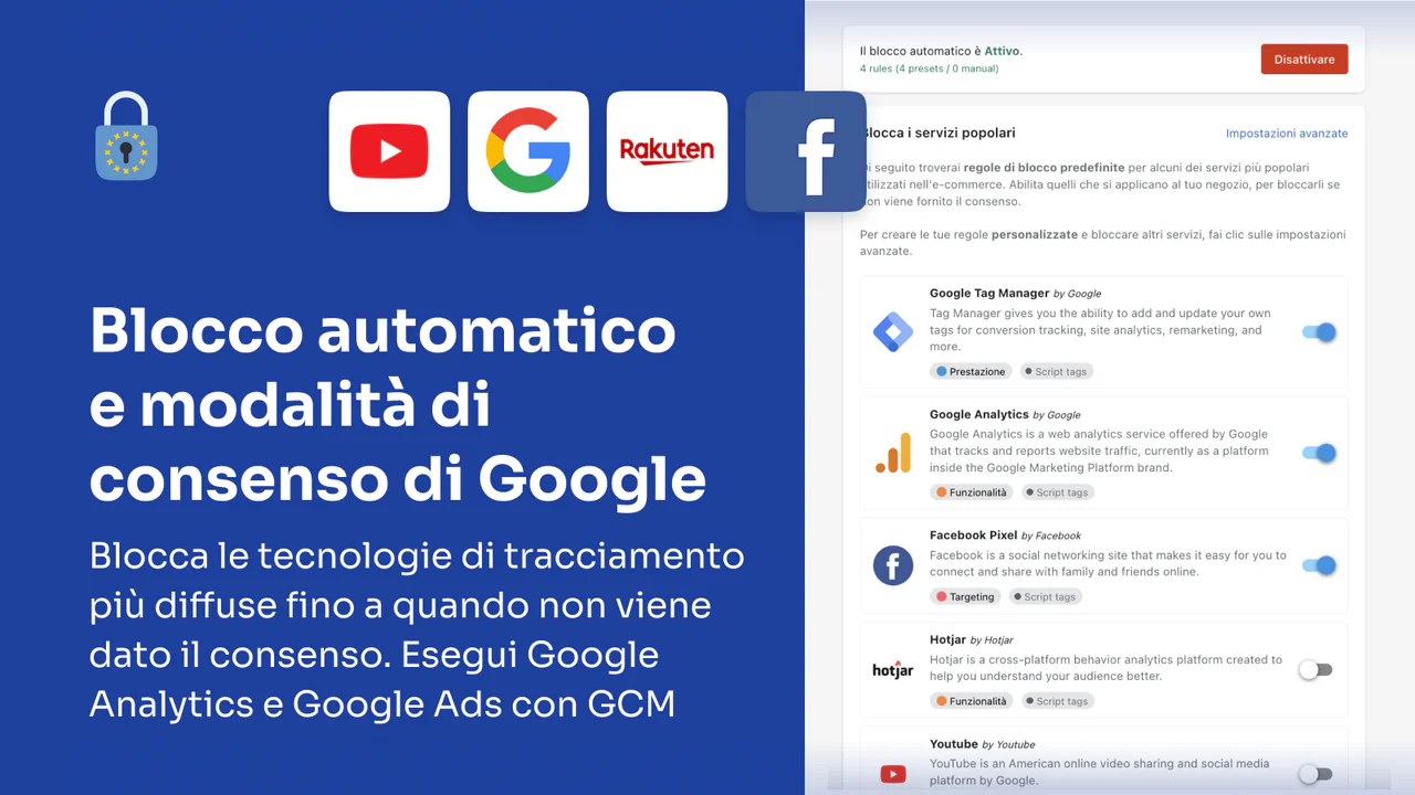 Shopify GDPR - Blocco automatico e modalità di consenso Google