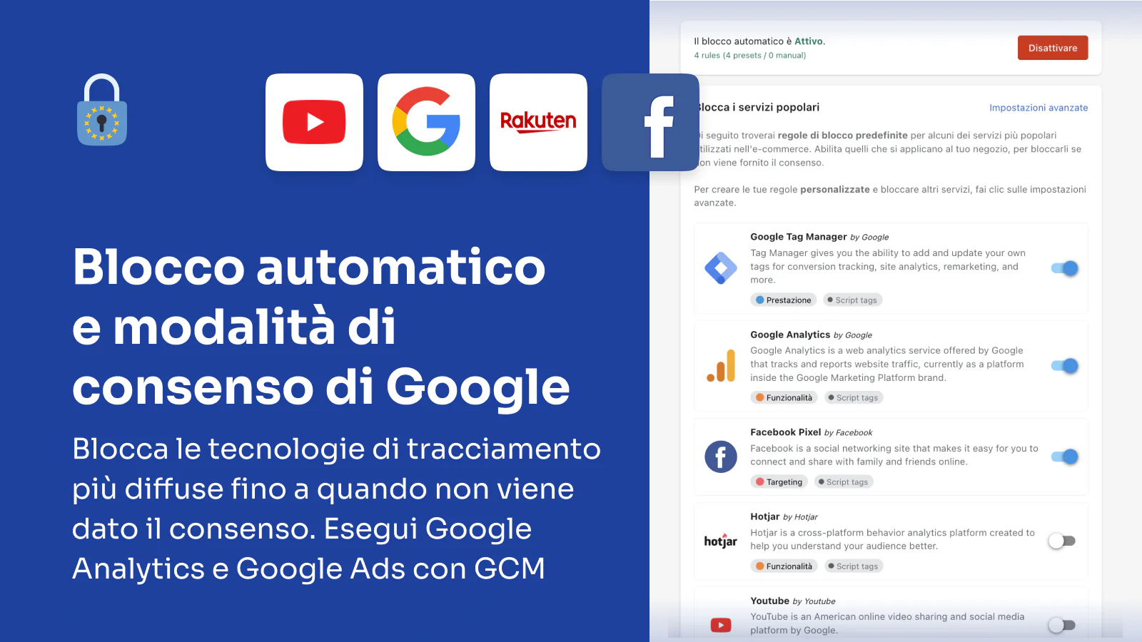 Shopify GDPR - Blocco automatico e modalità di consenso Google