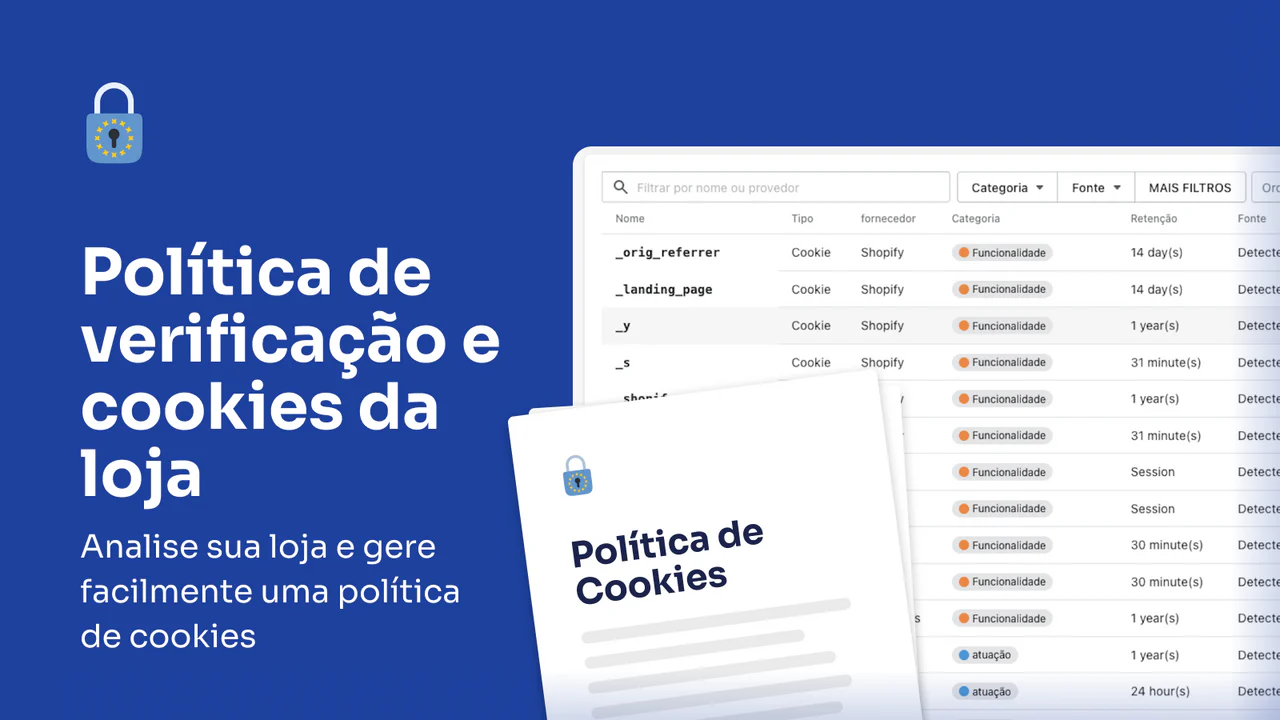 RGPD shopify - Política de verificação e cookies da loja