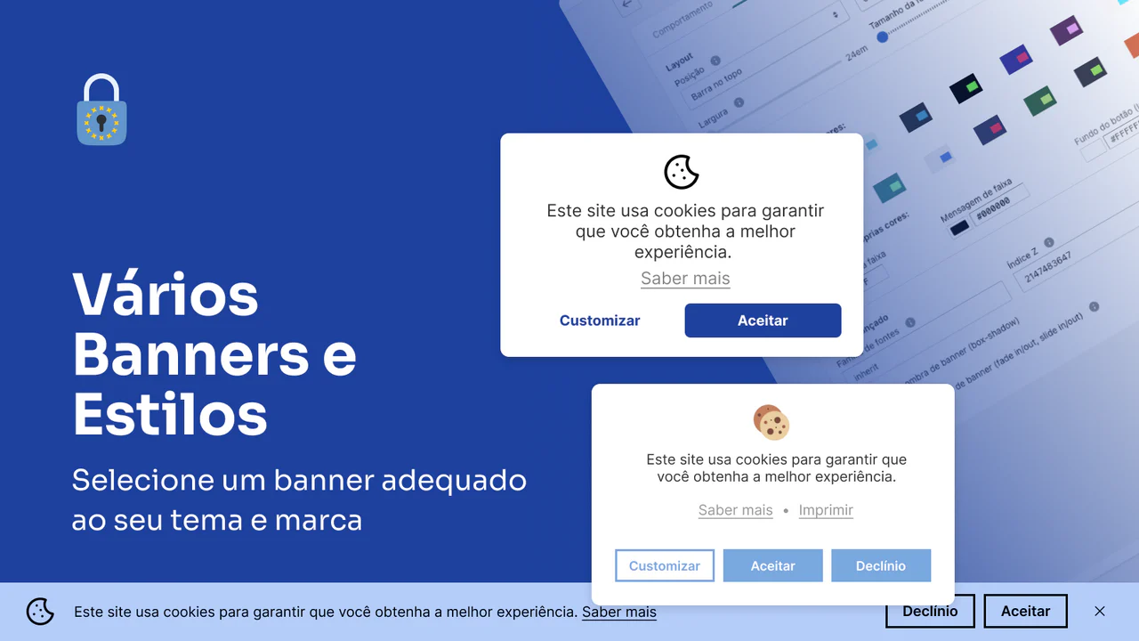 Aplicação RGPD shopify - Vários Banners e Estilos