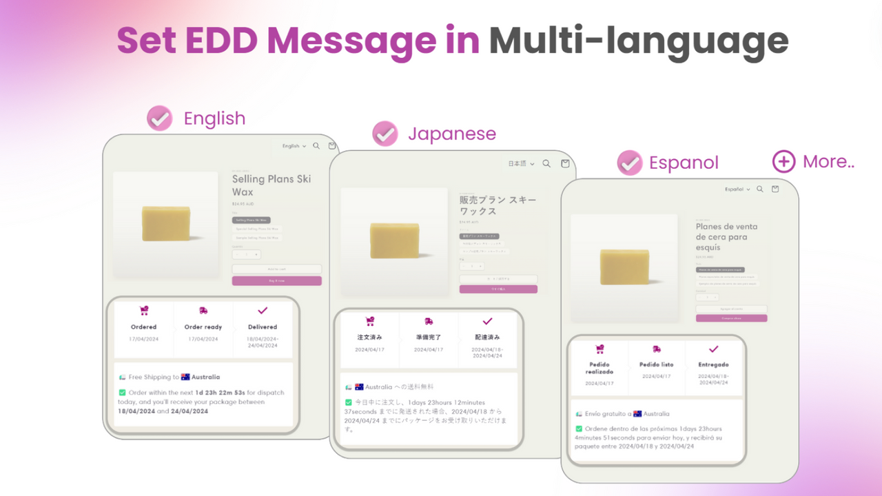 Setzen Sie die EDD-Nachricht in mehreren Sprachen