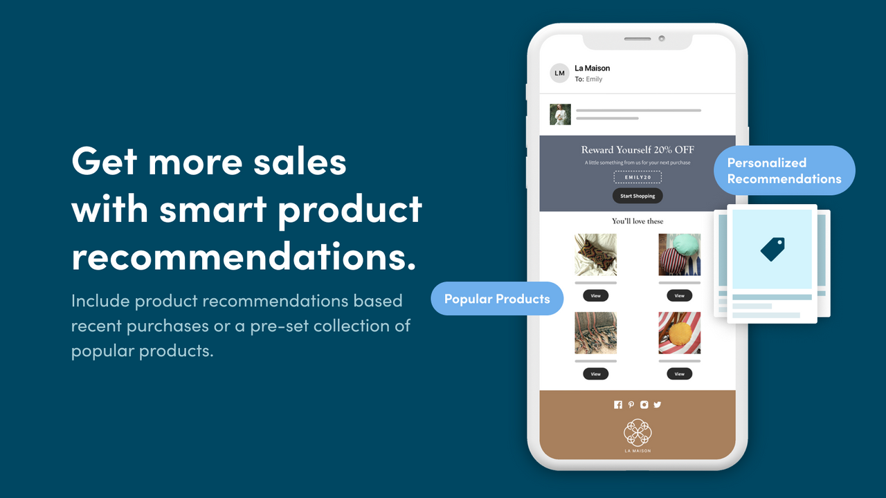 Obtenha mais vendas com recomendações de produtos.