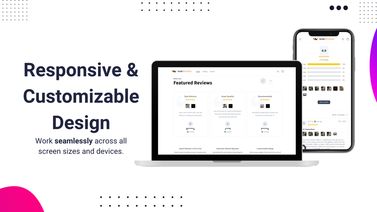 Widgets d'avis au design responsive et personnalisable.