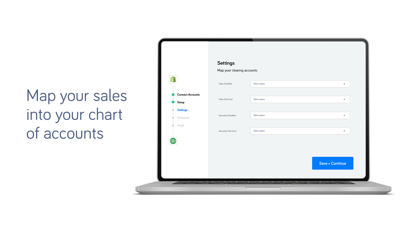 map shopify sales to chart of accounts