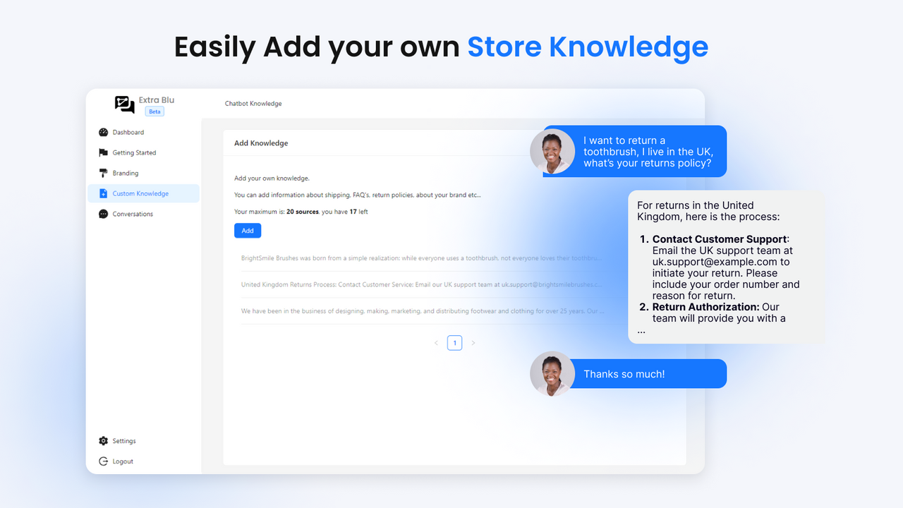 Easily add your own store knowledge