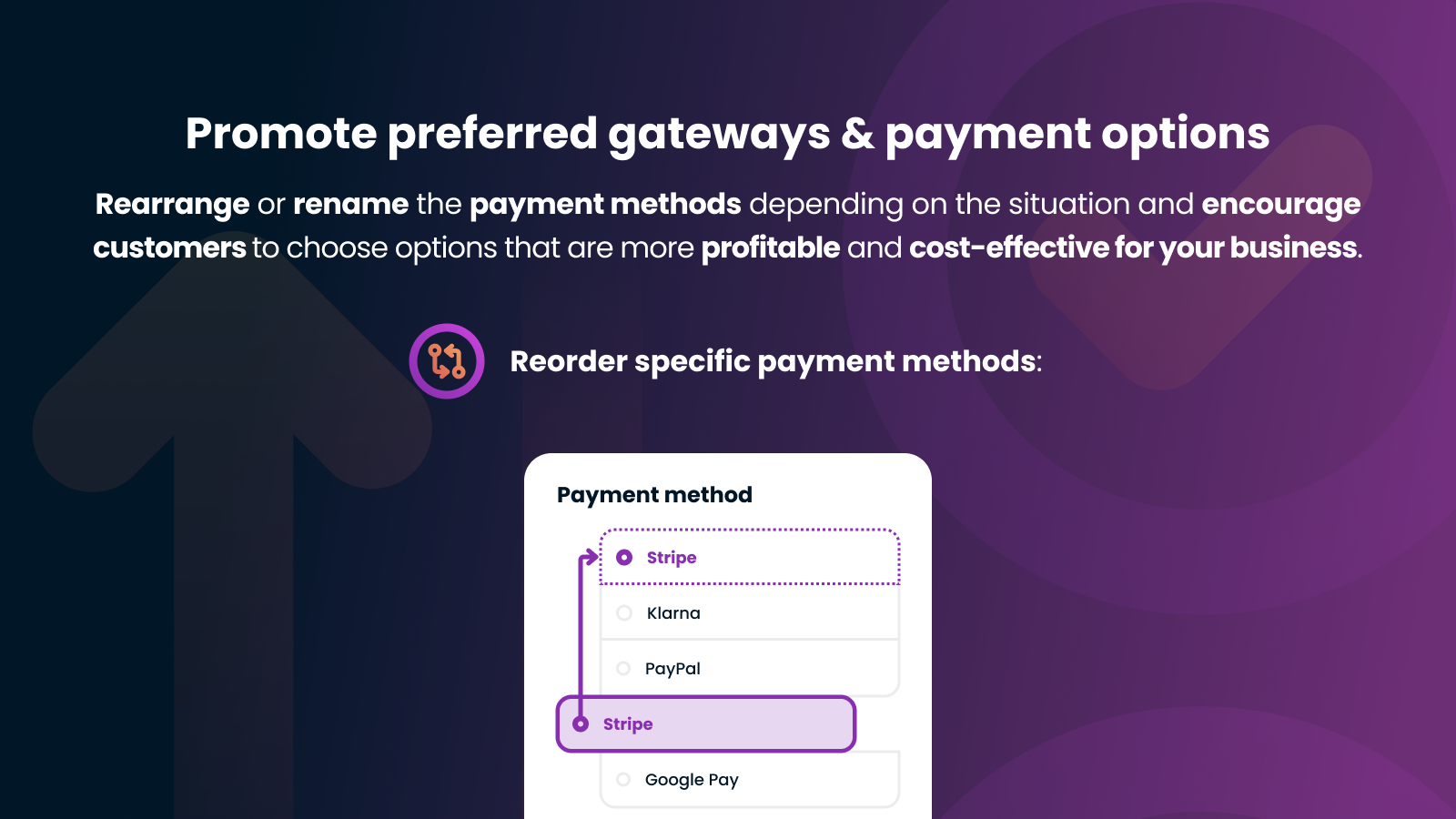 Reorder payment methods in Shopify store depending on situation