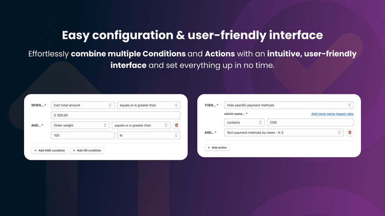 Skjul og Sortér Betalinger Nem konfiguration, brugervenligt interface