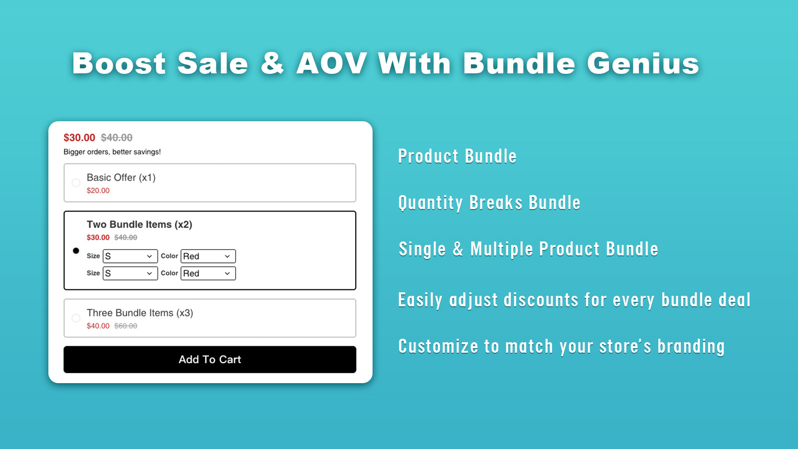 Create bundles, offers, and 'buy one, get one' deals for product