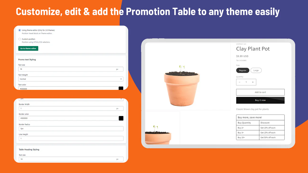 Customize & Edit Promo Table