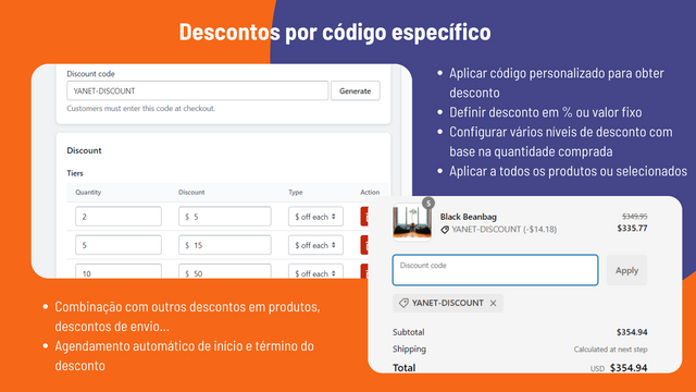 Aplique regras de desconto por código