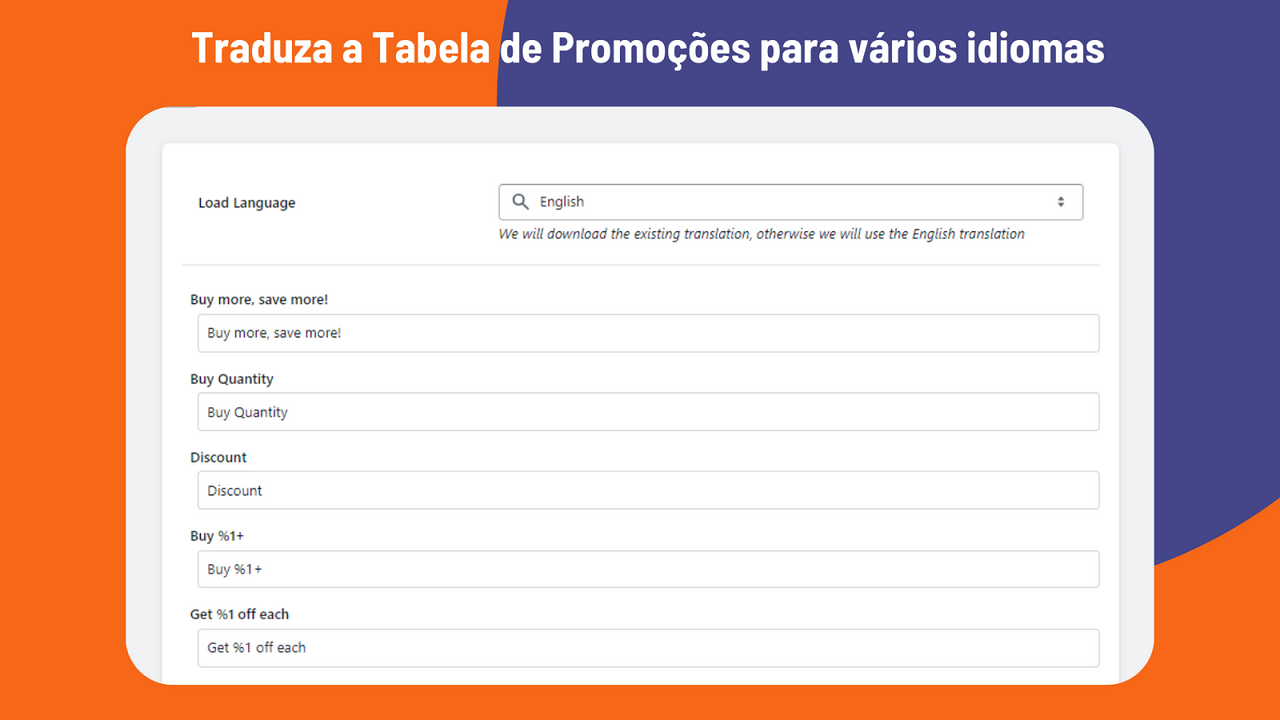 Traduza a Tabela de Promoções para outros idiomas