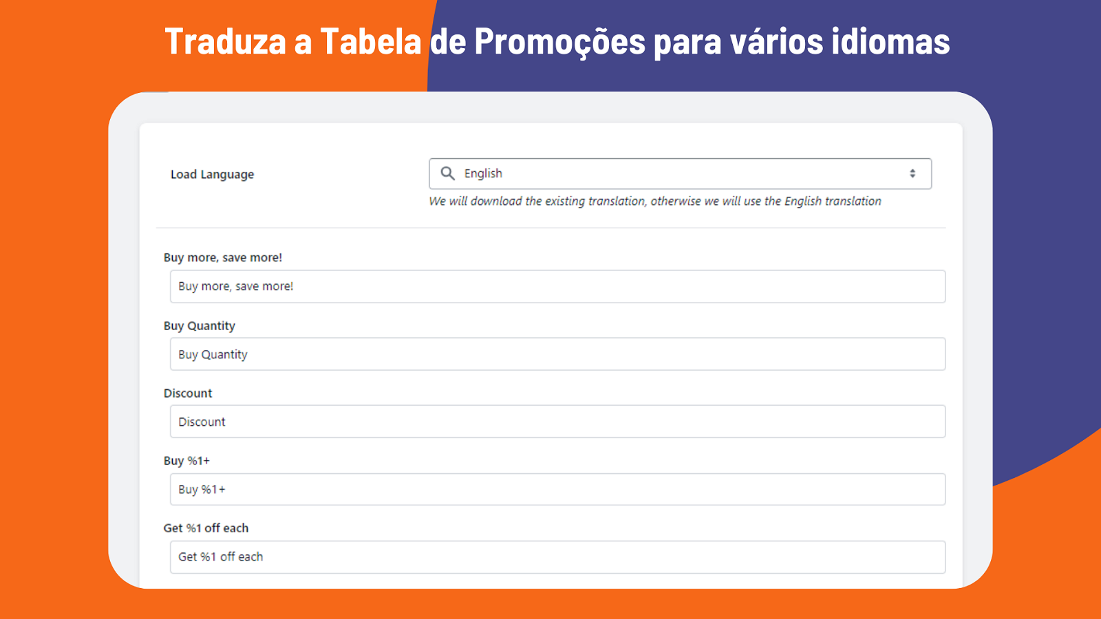 Traduza a Tabela de Promoções para outros idiomas