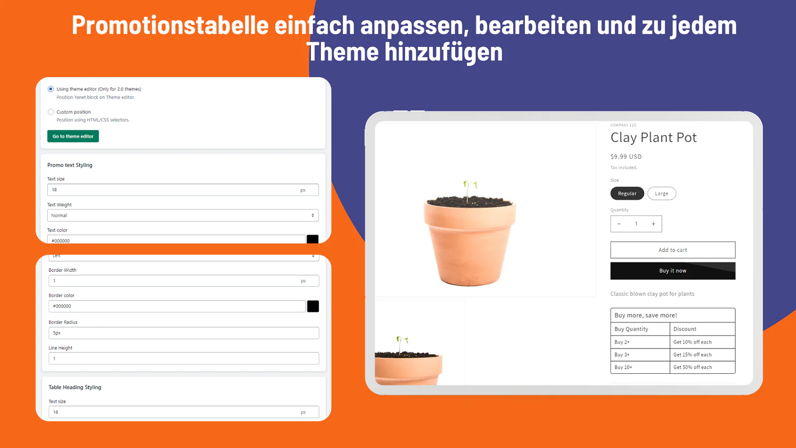 Promo-Tabelle anpassen und bearbeiten