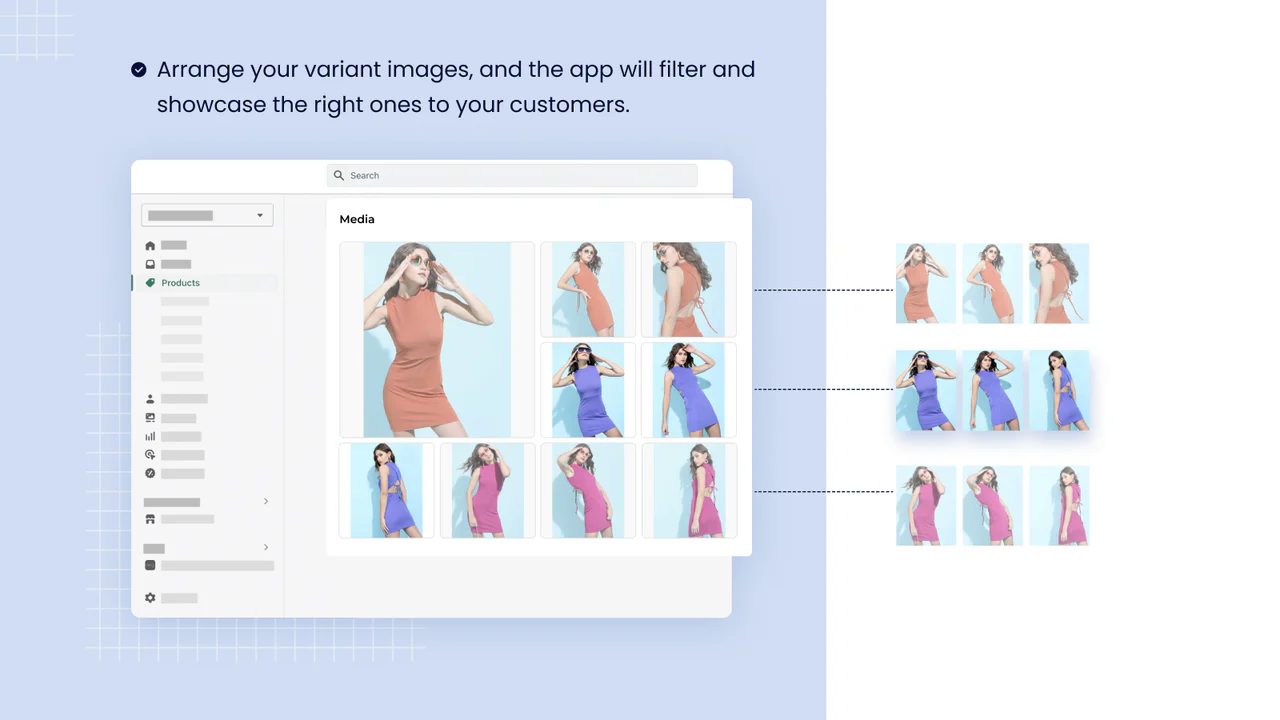Aplicativo de automatização de imagem de variação do Shopify para agrupar imagens de variação