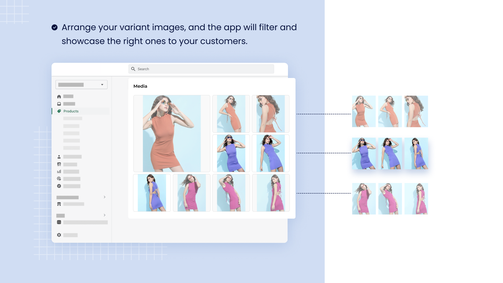 Variant afbeelding automator shopify app voor het groeperen van variant afbeeldingen