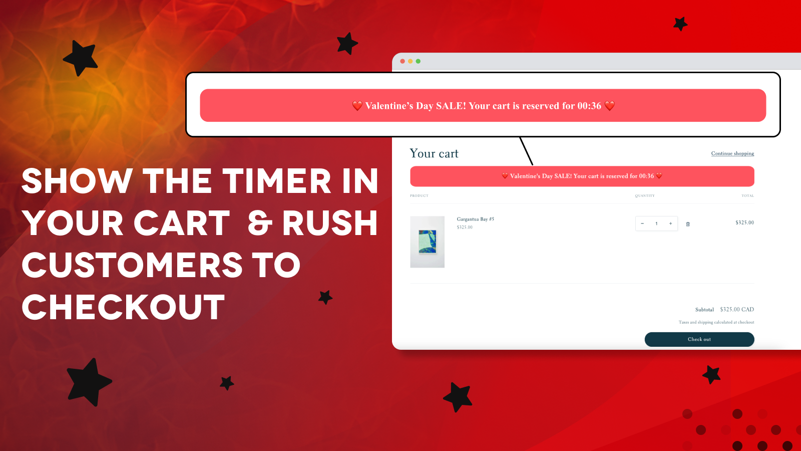 Die Countdown-Warenkorb-Timer-App in Aktion auf der Warenkorb-Seite
